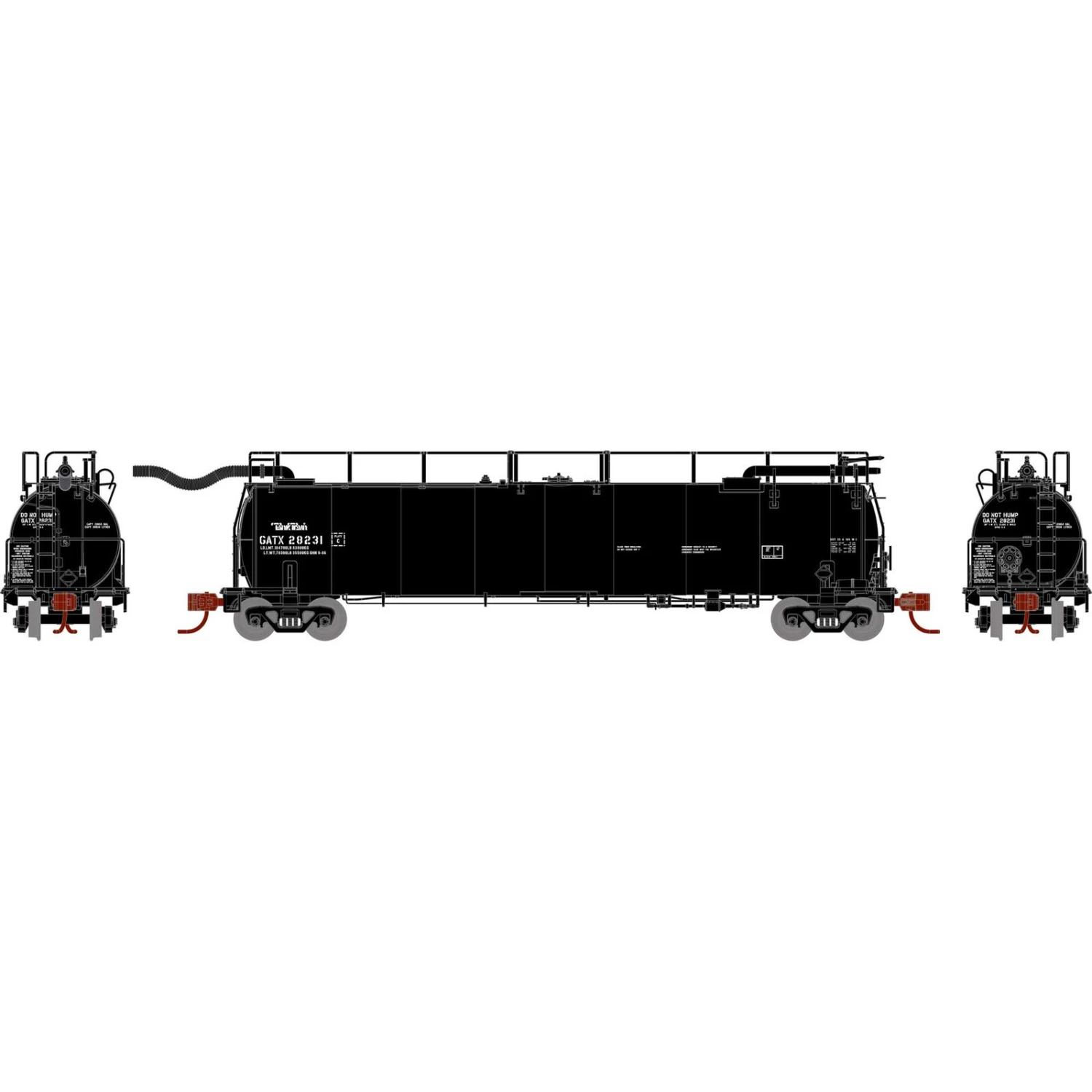 Athearn N TankTrain Intermediate, GATX/Black Letter #28231 3 Athearn N TankTrain Intermediate, GATX/Black Letter #28231