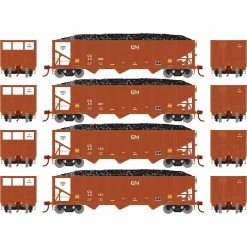 Athearn HO RTR 40' 3-Bay Ribbed Hopper with Load, CC (4)
