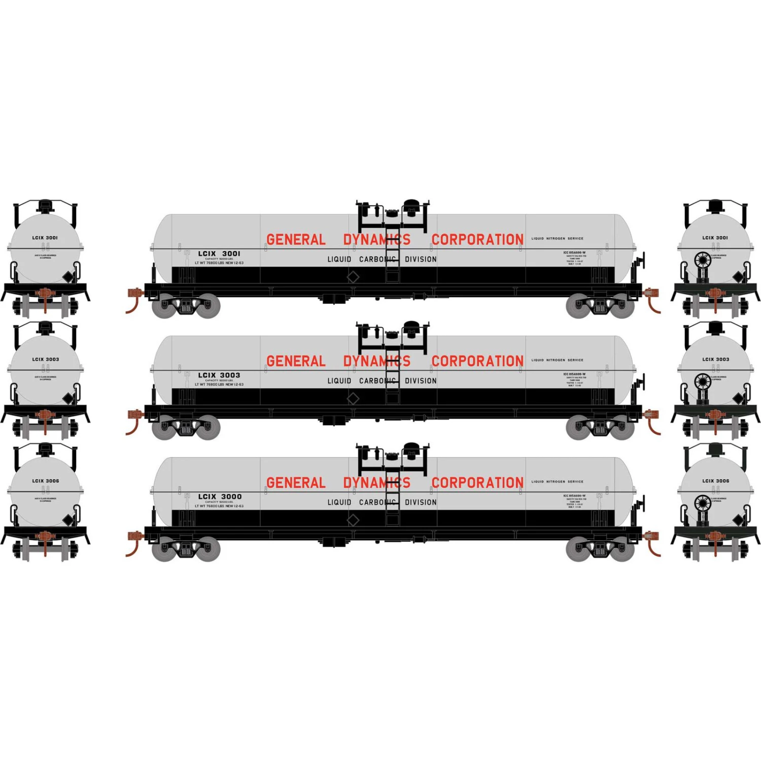 Athearn HO RTR 62' Tank, LCIX (3) 3 Athearn HO RTR 62' Tank, LCIX (3)
