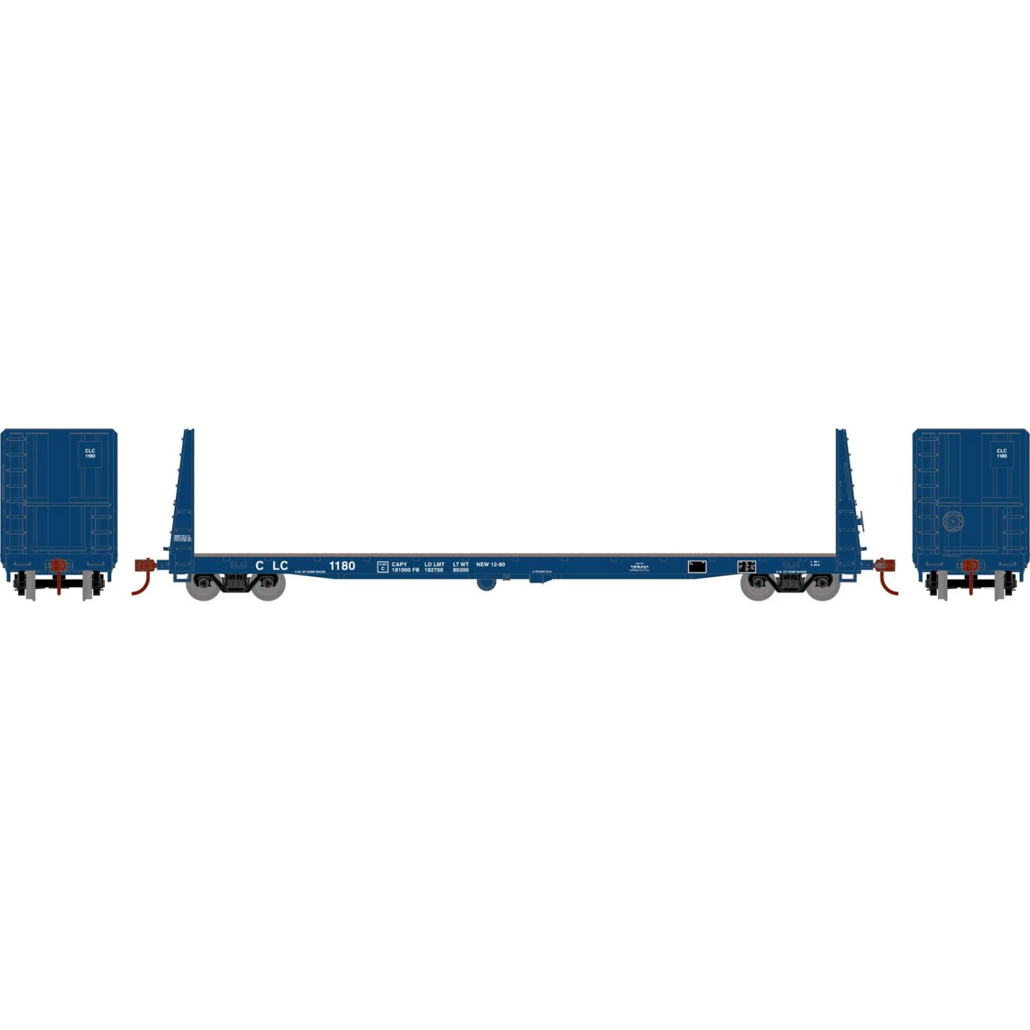Athearn HO RTR 60' Bulkhead Flat, CLC #1180 3 Athearn HO RTR 60' Bulkhead Flat, CLC #1180