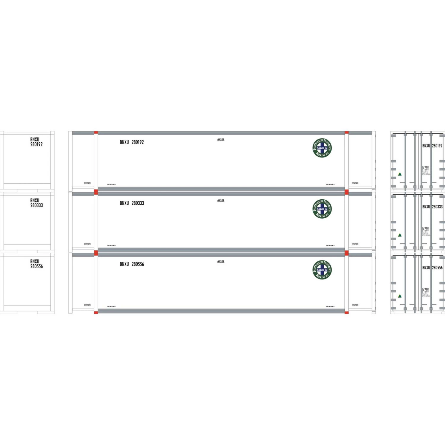 Athearn N 48' Container, BNSF #2 (3) 3 Athearn N 48' Container, BNSF #2 (3)