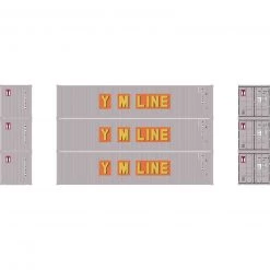 Athearn N 40' Corrugate Low Container, Yang Ming/Old (3)