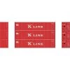 Athearn N 40' Corrugated Low-Cube Container, K Line #2 (3) -Athearn Sales Shop ATH17393 A0 UHGHAENJ