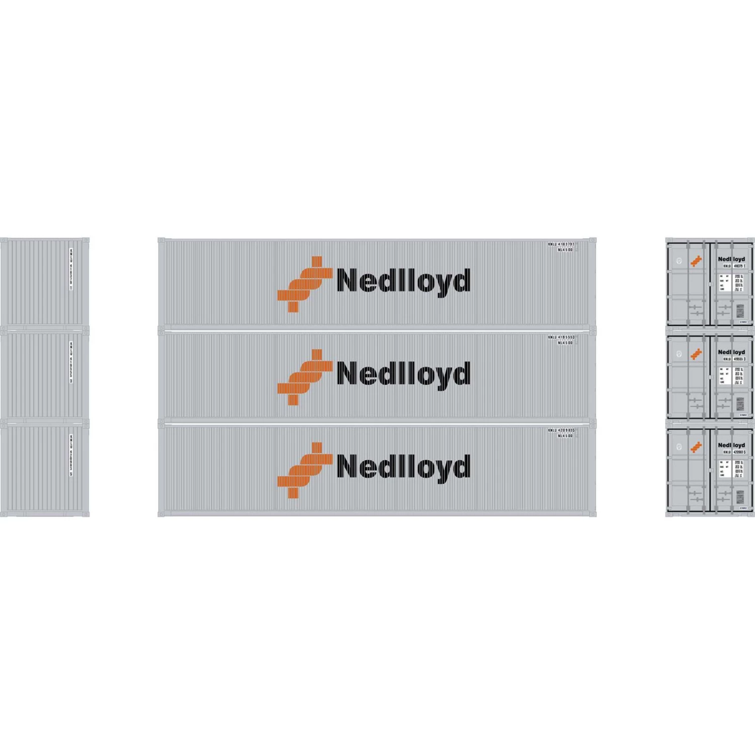 Athearn N 40' Corrugated Low Container, Nedlloyd #2 (3) 3 Athearn N 40' Corrugated Low Container, Nedlloyd #2 (3)