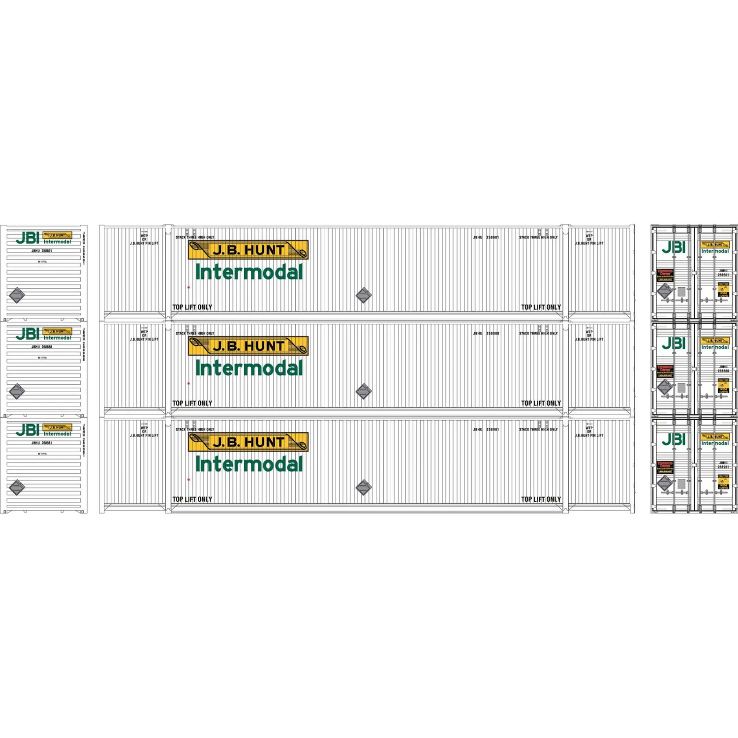 Athearn N 53' CIMC Container, JB Hunt #1 (3) 3 Athearn N 53' CIMC Container, JB Hunt #1 (3)
