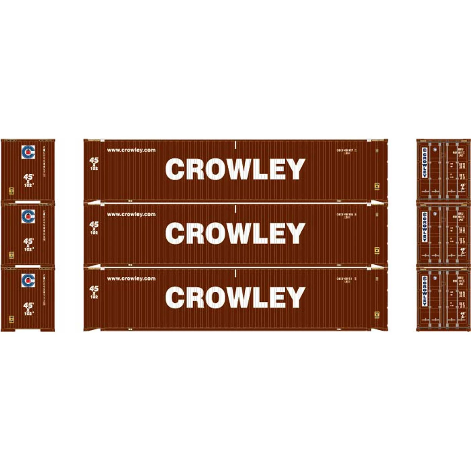 Athearn N 45' Container, Crowley #1 (3) 3 Athearn N 45' Container, Crowley #1 (3)