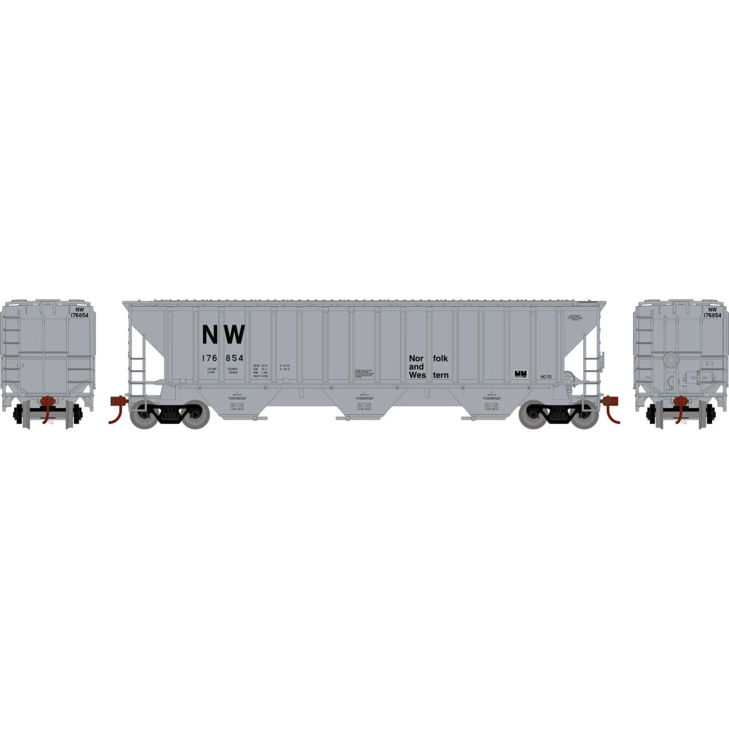 Athearn HO RTR PS 4740 Covered Hopper, N&W #176854 3 Athearn HO RTR PS 4740 Covered Hopper, N&W #176854