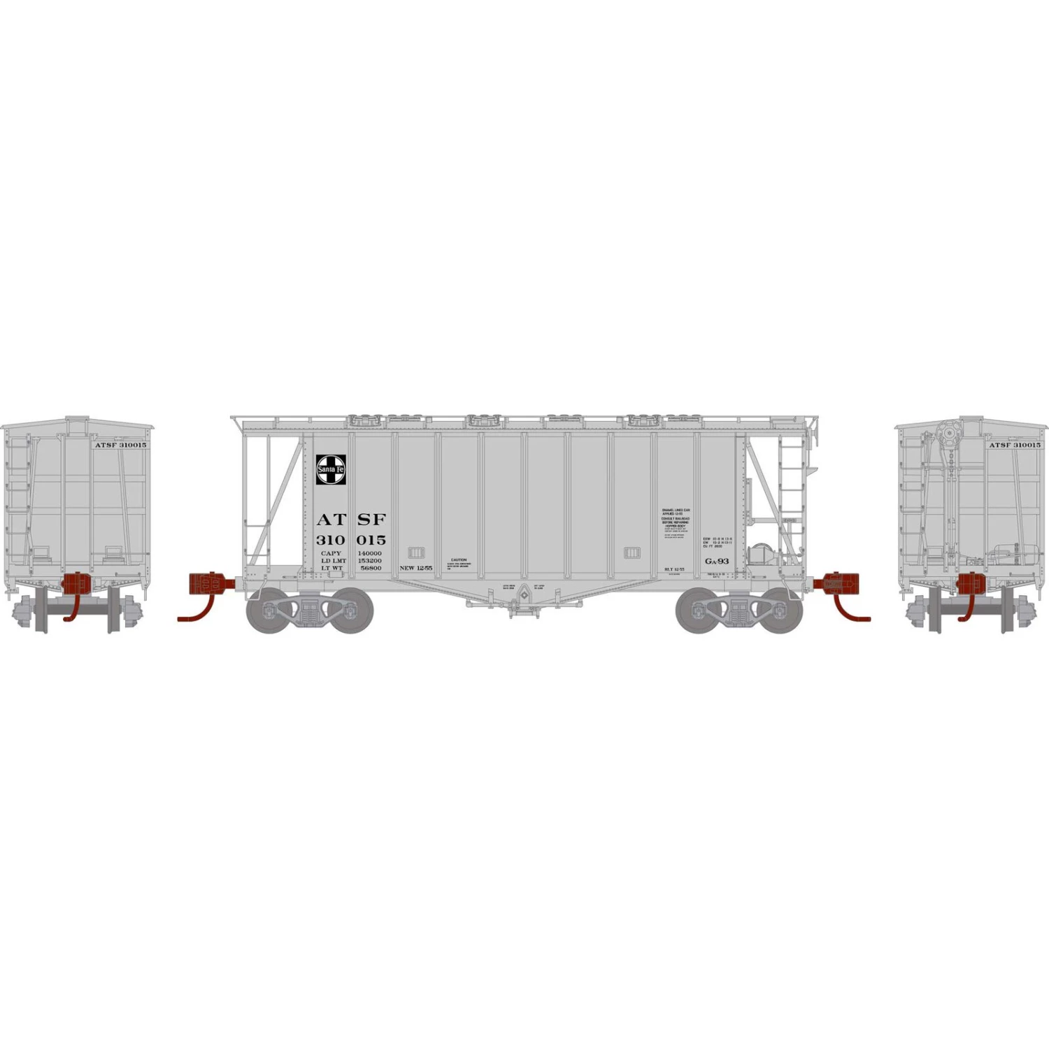 Athearn N GATC 2600 Airslide Hopper, ATSF #310015 3 Athearn N GATC 2600 Airslide Hopper, ATSF #310015