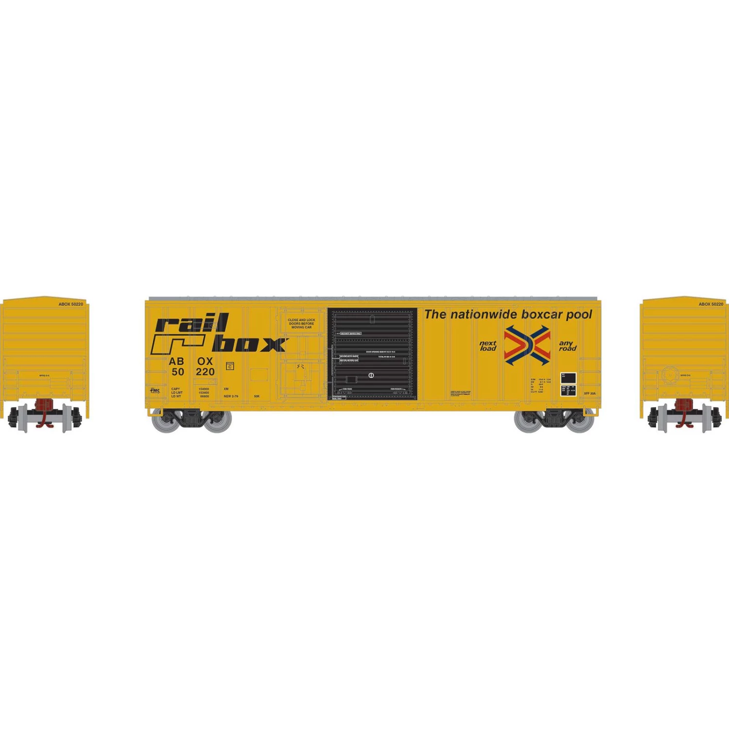 Athearn N 50' FMC Combo Door Box, ABOX, Early #50220 3 Athearn N 50' FMC Combo Door Box, ABOX, Early #50220