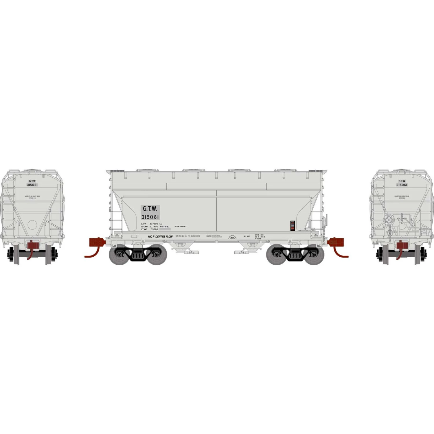 Athearn N ACF 2970 Covered Hopper, GT&W #315061 3 Athearn N ACF 2970 Covered Hopper, GT&W #315061
