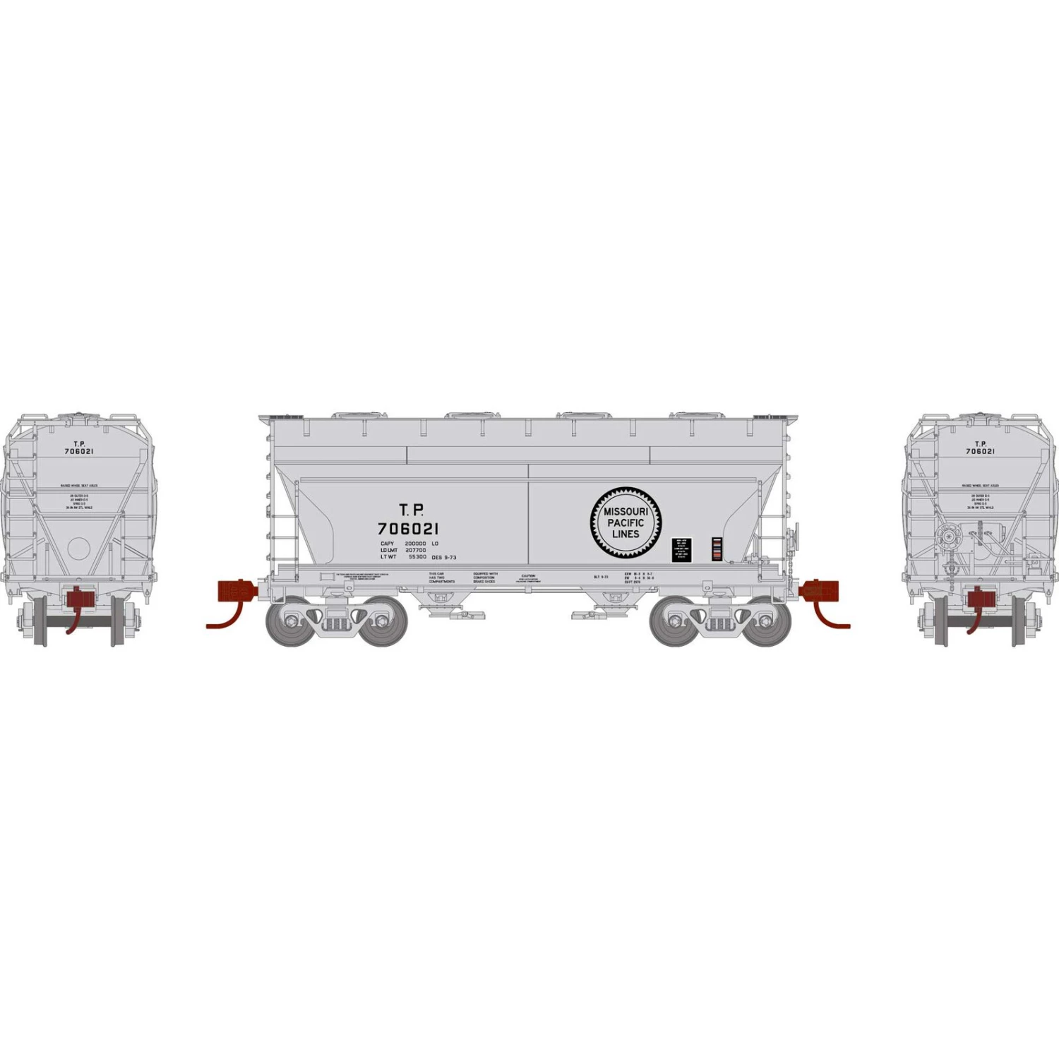 Athearn N ACF 2970 Covered Hopper, MP/TP #706021 3 Athearn N ACF 2970 Covered Hopper, MP/TP #706021