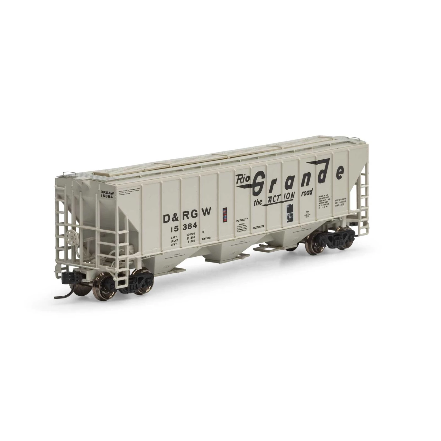 Athearn N PS 4427 Covered Hopper D&RGW #15384 4 Athearn N PS 4427 Covered Hopper D&RGW #15384 - Image 2