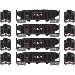 Athearn N 40' 3-Bay Ribbed Hopper with Load, N&W #2 (4)