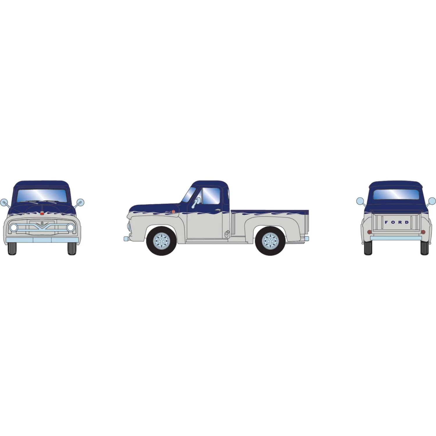 Athearn HO RTR 1955 Ford F-100 Pickup, Blue/White 3 Athearn HO RTR 1955 Ford F-100 Pickup, Blue/White