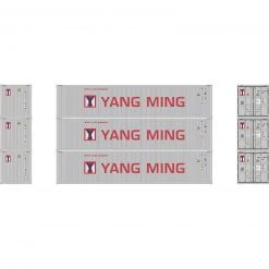 Athearn HO 40' Corrugated Low Container, Yang Ming/New (3)