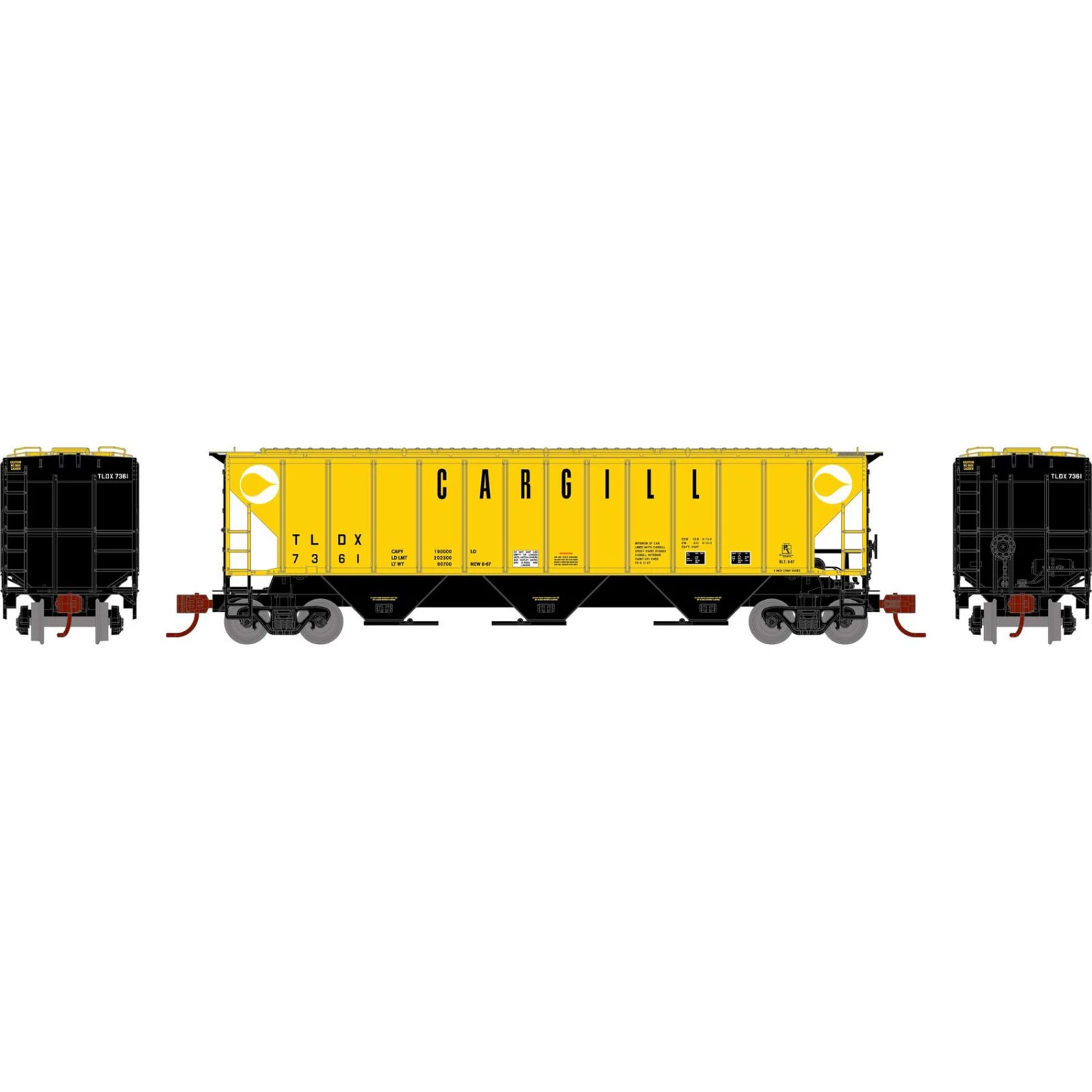 Athearn N PS 4427 Covered Hopper, TLDX #7361 3 Athearn N PS 4427 Covered Hopper, TLDX #7361