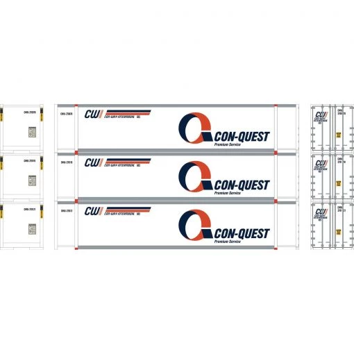 Athearn HO RTR 48' Container, Conquest #1 (3) -Athearn Sales Shop ATH27688 A0 G5PGODLQ