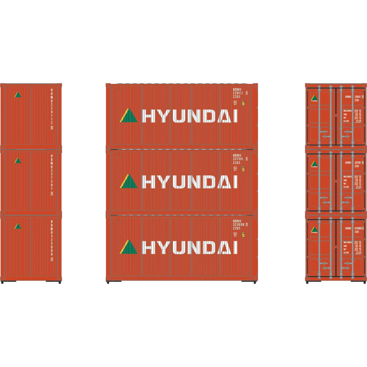 Athearn HO RTR 20' Corrugated Container, HDMU #1 (3) 3 Athearn HO RTR 20' Corrugated Container, HDMU #1 (3)