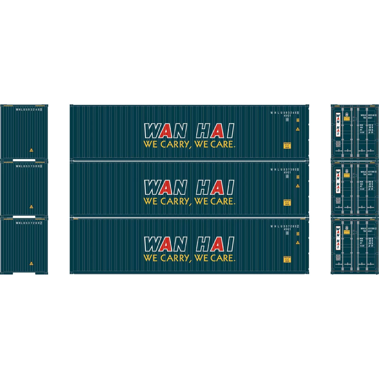 Athearn HO RTR 40' Corrugated Container, Wan Hai (3) 3 Athearn HO RTR 40' Corrugated Container, Wan Hai (3)