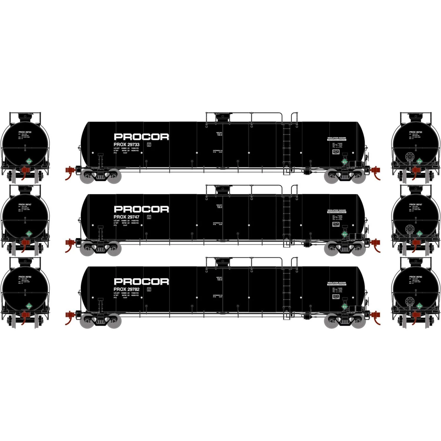 Athearn N 33,900-Gallon LPG Tank/Late, PROX #1 (3) 3 Athearn N 33,900-Gallon LPG Tank/Late, PROX #1 (3)
