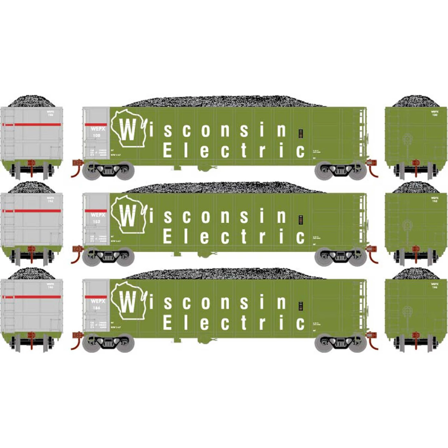 Athearn N Thrall High Side Gondola with Load, WEPX #1 (3) 3 Athearn N Thrall High Side Gondola with Load, WEPX #1 (3)