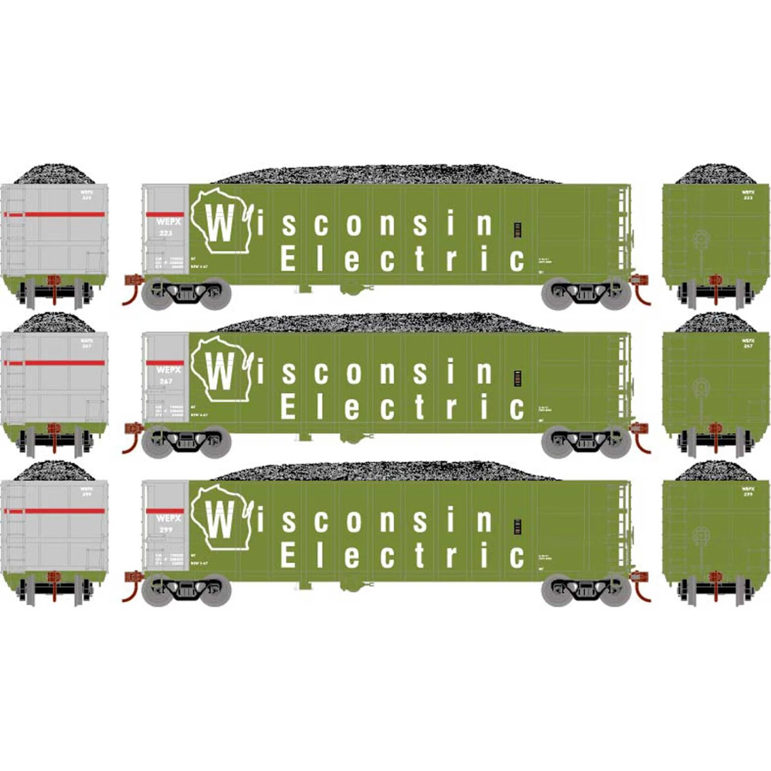 Athearn N Thrall High Side Gondola with Load, WEPX #2 (3) 3 Athearn N Thrall High Side Gondola with Load, WEPX #2 (3)