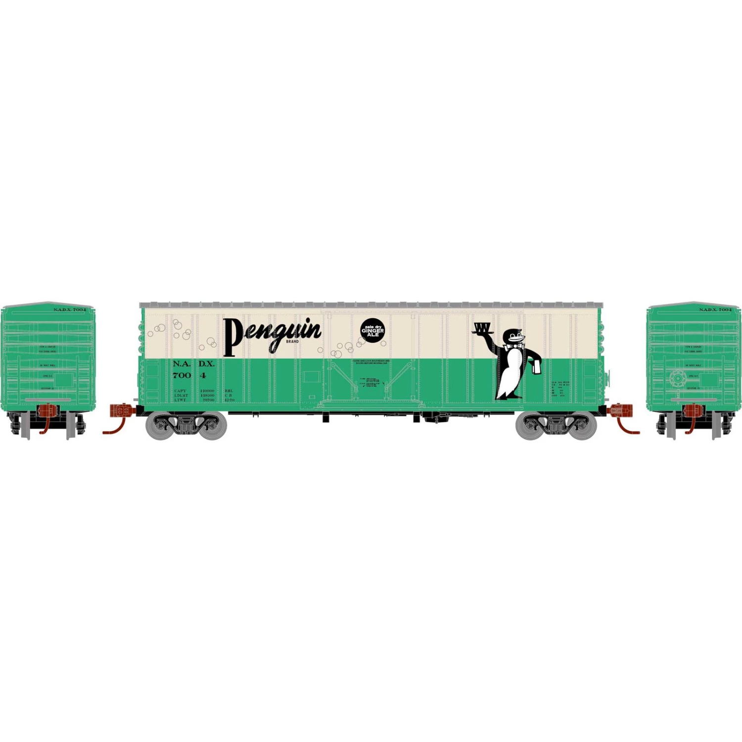 Athearn N 50' NACC Box, Penguin Ginger Ale #7004 3 Athearn N 50' NACC Box, Penguin Ginger Ale #7004