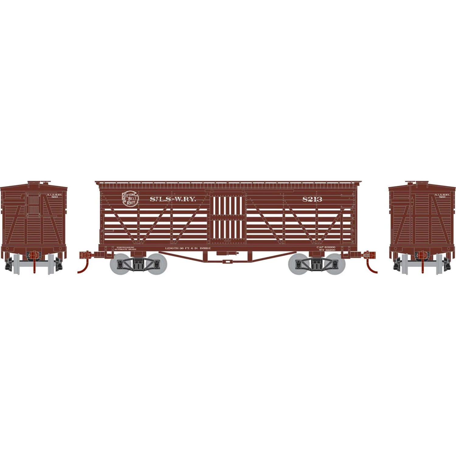 Athearn N 36' Old Time Stock Car, SSW #8213 3 Athearn N 36' Old Time Stock Car, SSW #8213