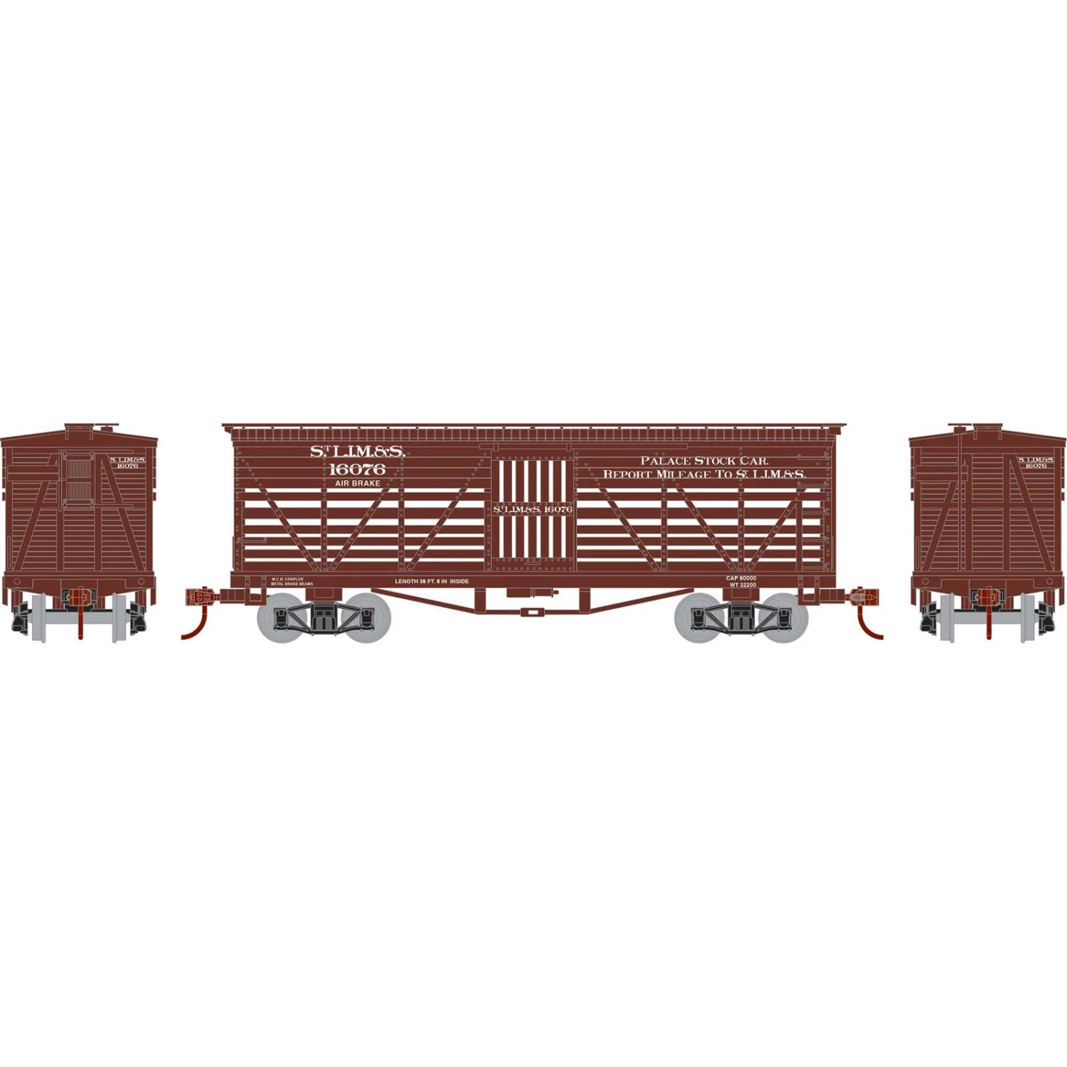 Athearn N 36' Old Time Stock Car, SLIM&S #16076 3 Athearn N 36' Old Time Stock Car, SLIM&S #16076