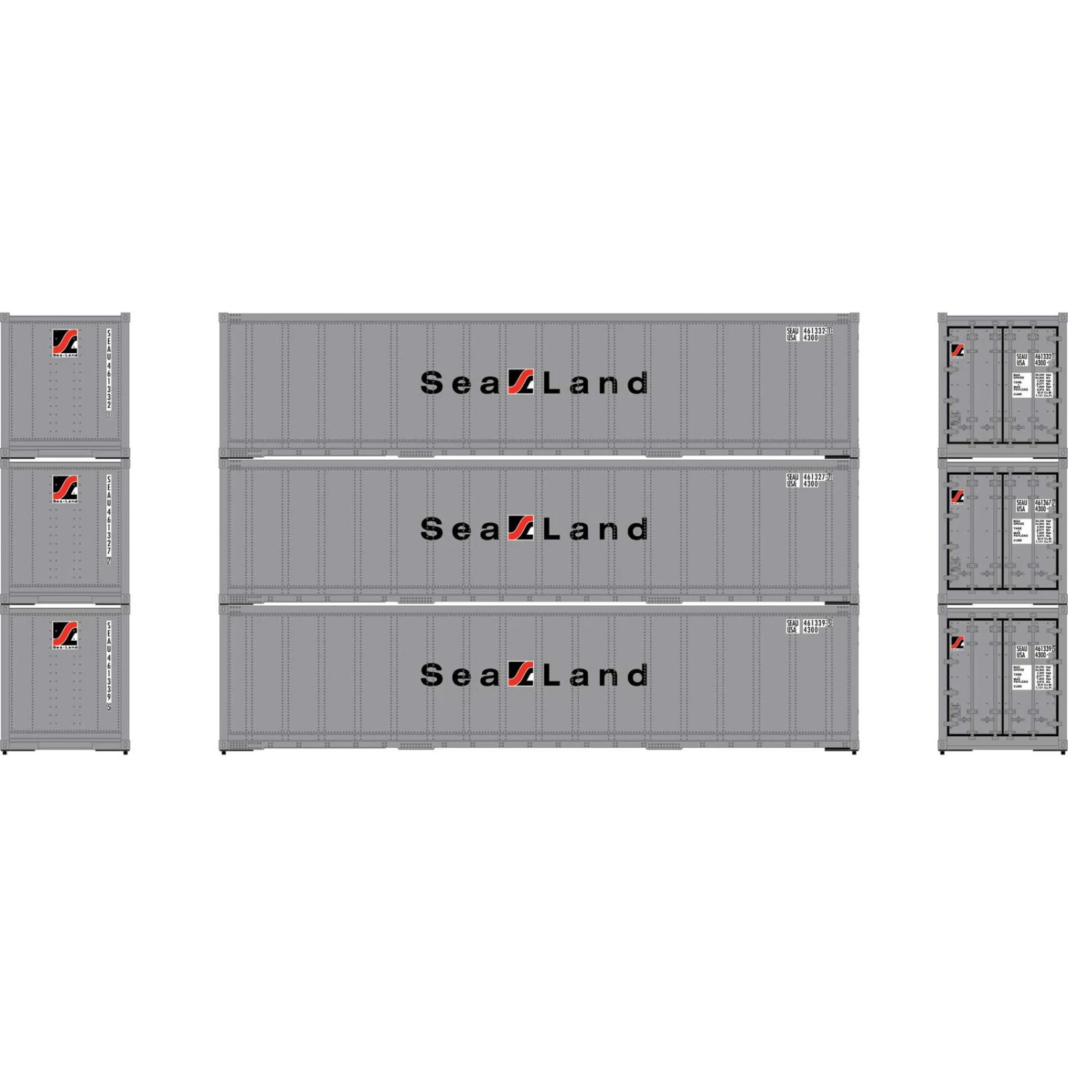 Athearn HO 40' Smooth Side Containers, SEAU #2 (3) 3 Athearn HO 40' Smooth Side Containers, SEAU #2 (3)