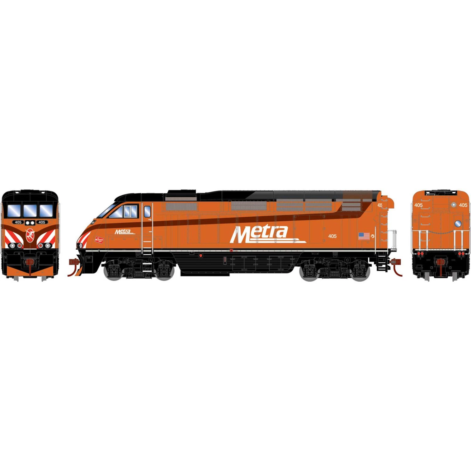Athearn HO RTR F59PHI, METX #405 3 Athearn HO RTR F59PHI, METX #405