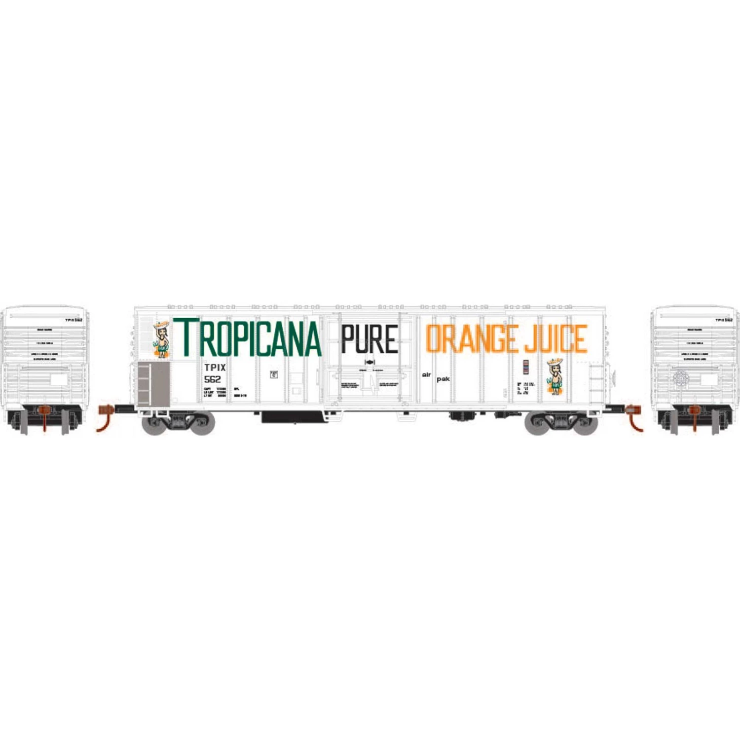 Athearn HO RTR 57' PCF Mechanical Reefer, Tropicana #562 3 Athearn HO RTR 57' PCF Mechanical Reefer, Tropicana #562