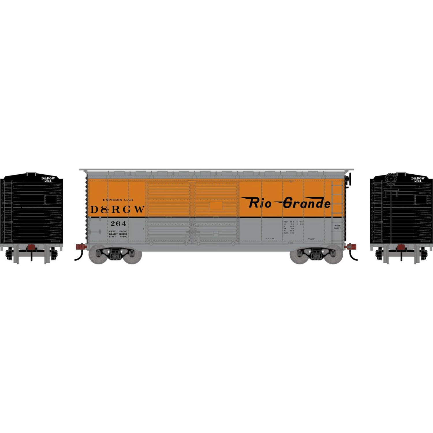 Athearn HO 40' Express Box, D&RGW #264 3 Athearn HO 40' Express Box, D&RGW #264