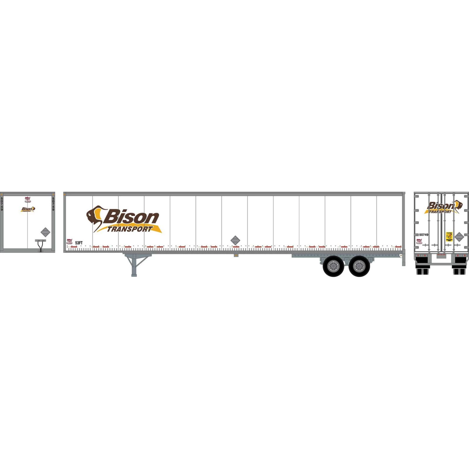 Athearn HO RTR 53' Wabash Plate Trailer, Bison Transport #3 3 Athearn HO RTR 53' Wabash Plate Trailer, Bison Transport #3