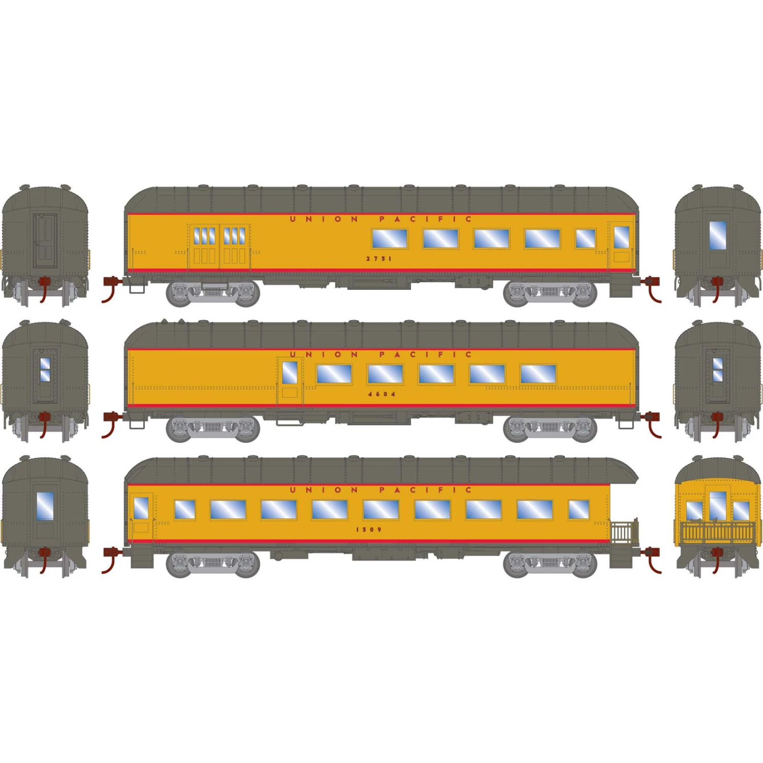 Athearn HO RTR Arch Roof Set, UP (3) 3 Athearn HO RTR Arch Roof Set, UP (3)