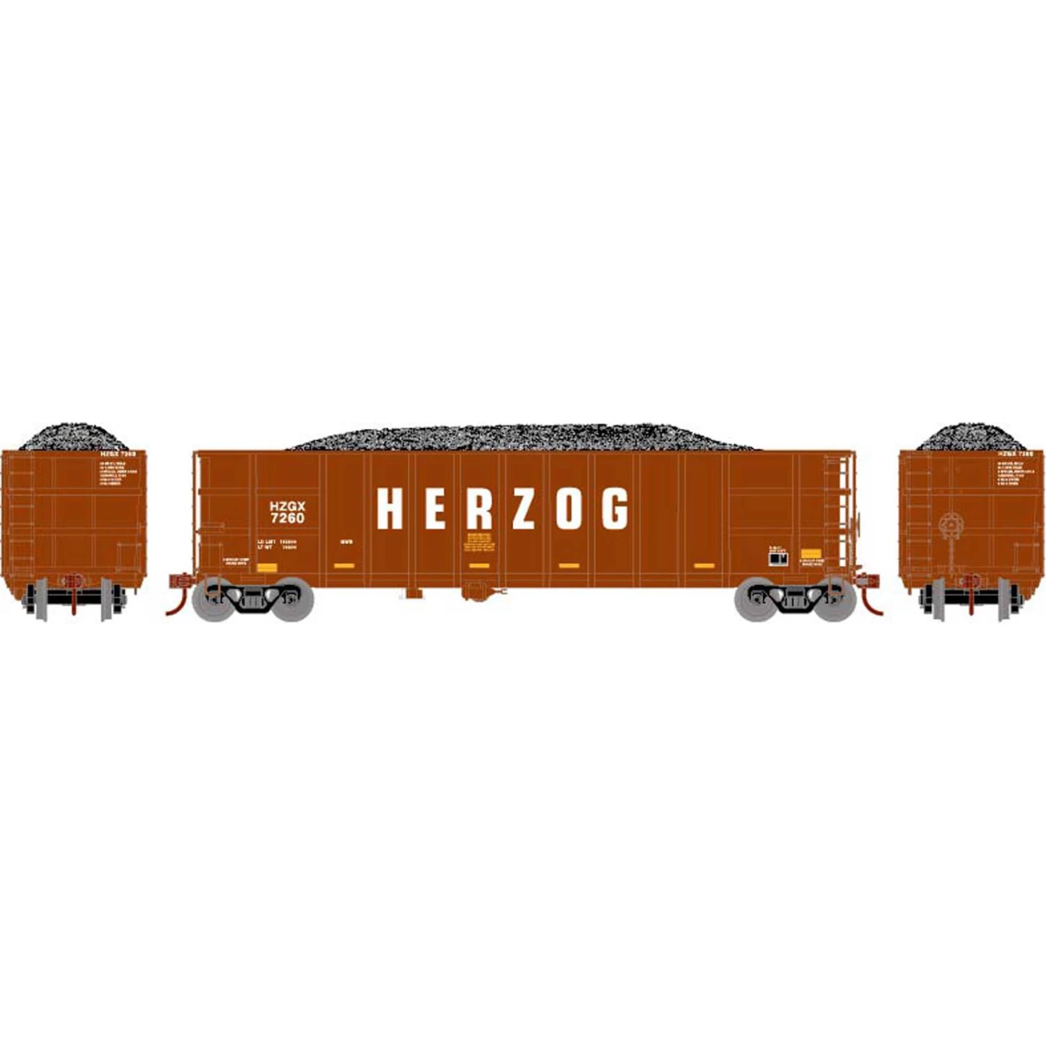 Athearn HO RTR Thrall High Side Gondola/Load,HZGX/Brn#7260 3 Athearn HO RTR Thrall High Side Gondola/Load,HZGX/Brn#7260