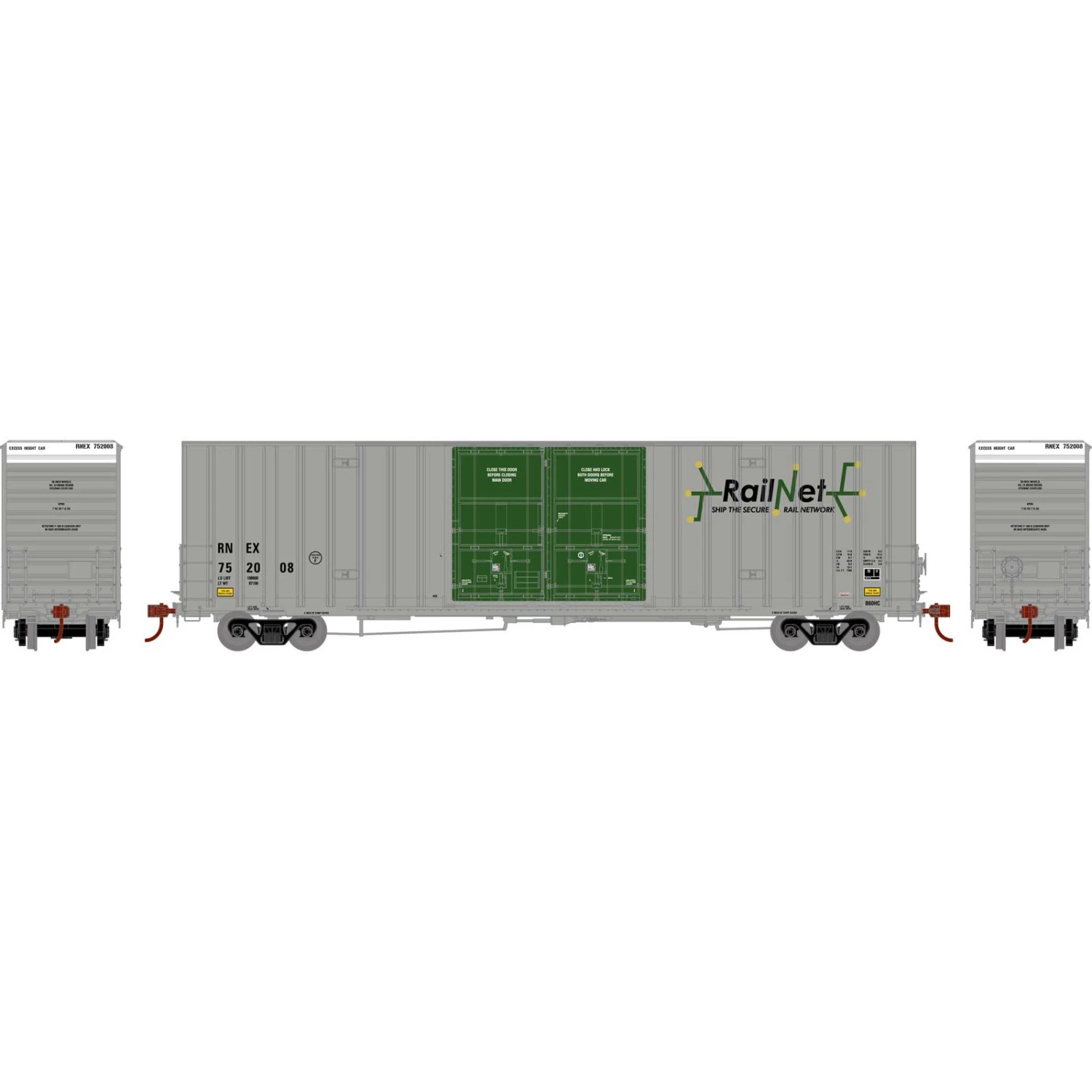 Athearn HO RTR 60' Gunderson Box, RNEX #752008 3 Athearn HO RTR 60' Gunderson Box, RNEX #752008