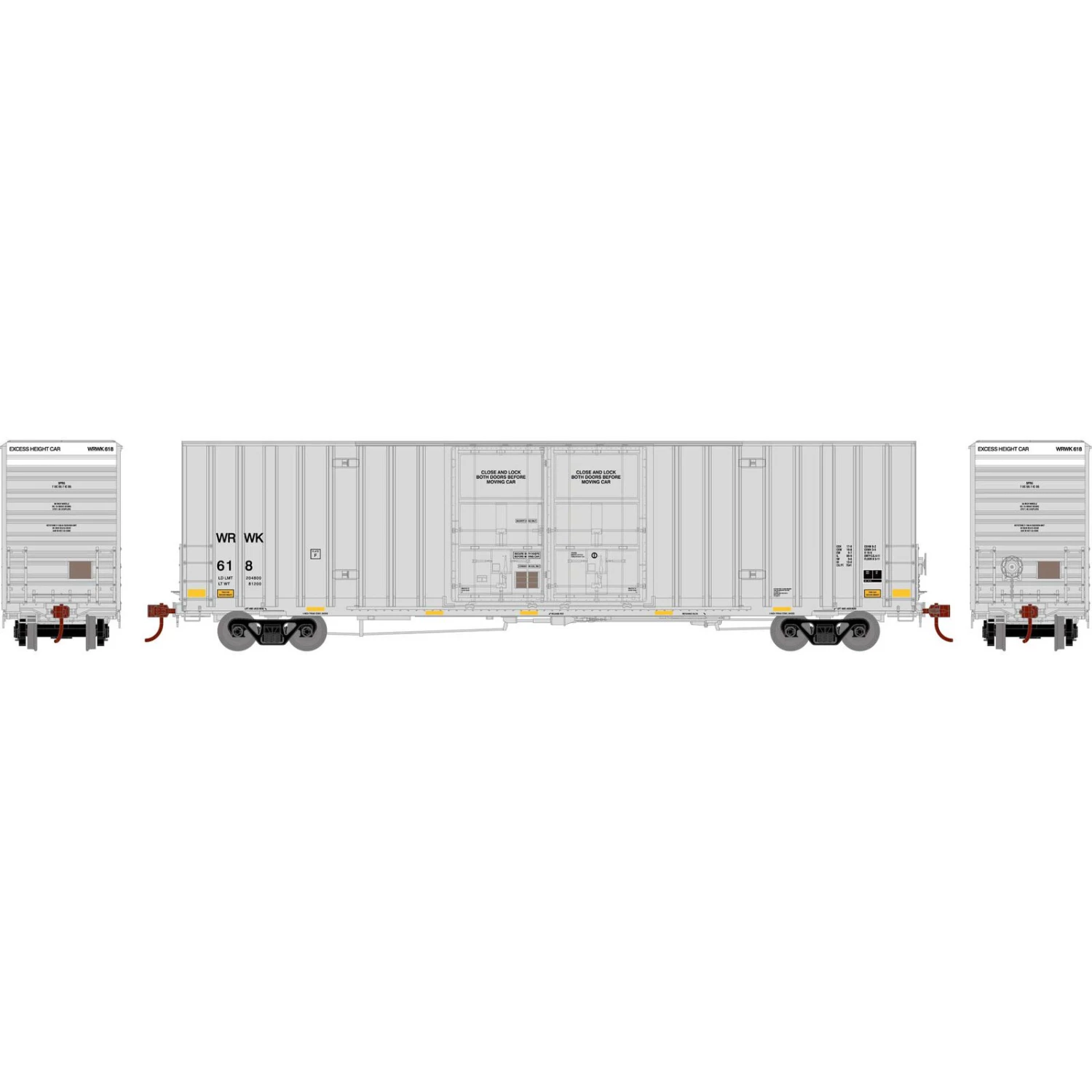 Athearn HO RTR 60' Gunderson Box, WRWK #618 3 Athearn HO RTR 60' Gunderson Box, WRWK #618