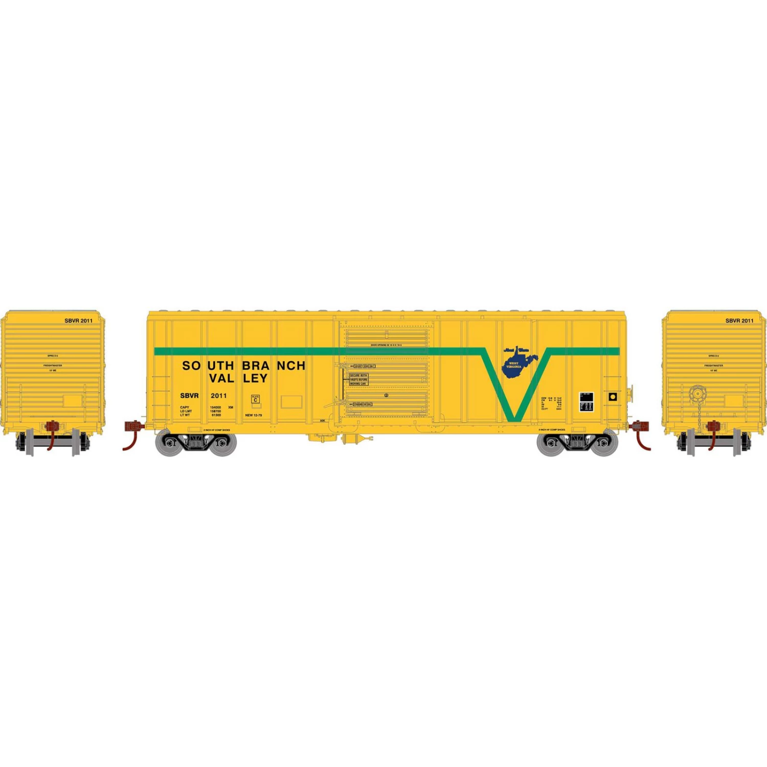 Athearn HO RTR 50' PS 5344 Box, SBVR #2011 3 Athearn HO RTR 50' PS 5344 Box, SBVR #2011