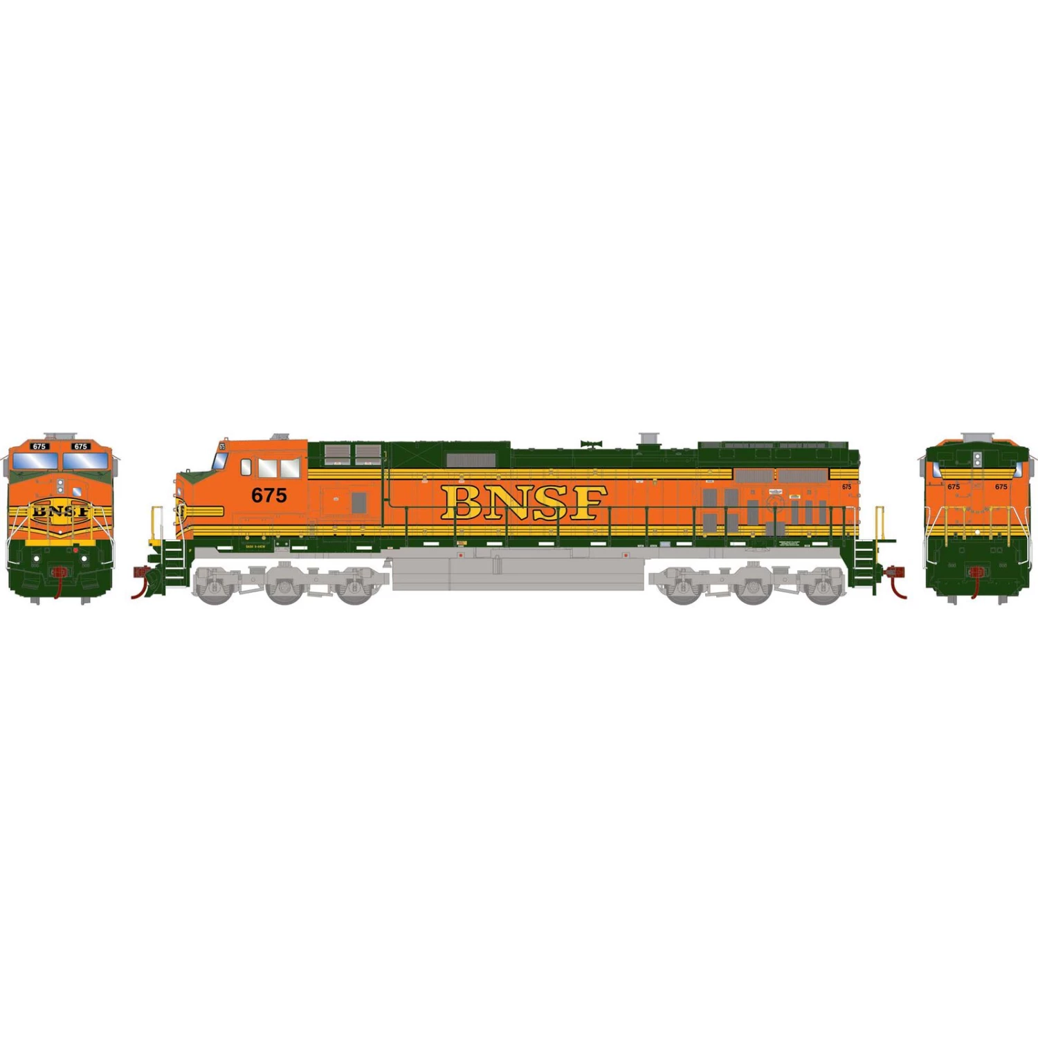 Athearn HO Dash 9-44CW Locomotive Sound-Ready, BNSF & Heritage II #675 3 Athearn HO Dash 9-44CW Locomotive Sound-Ready, BNSF & Heritage II #675