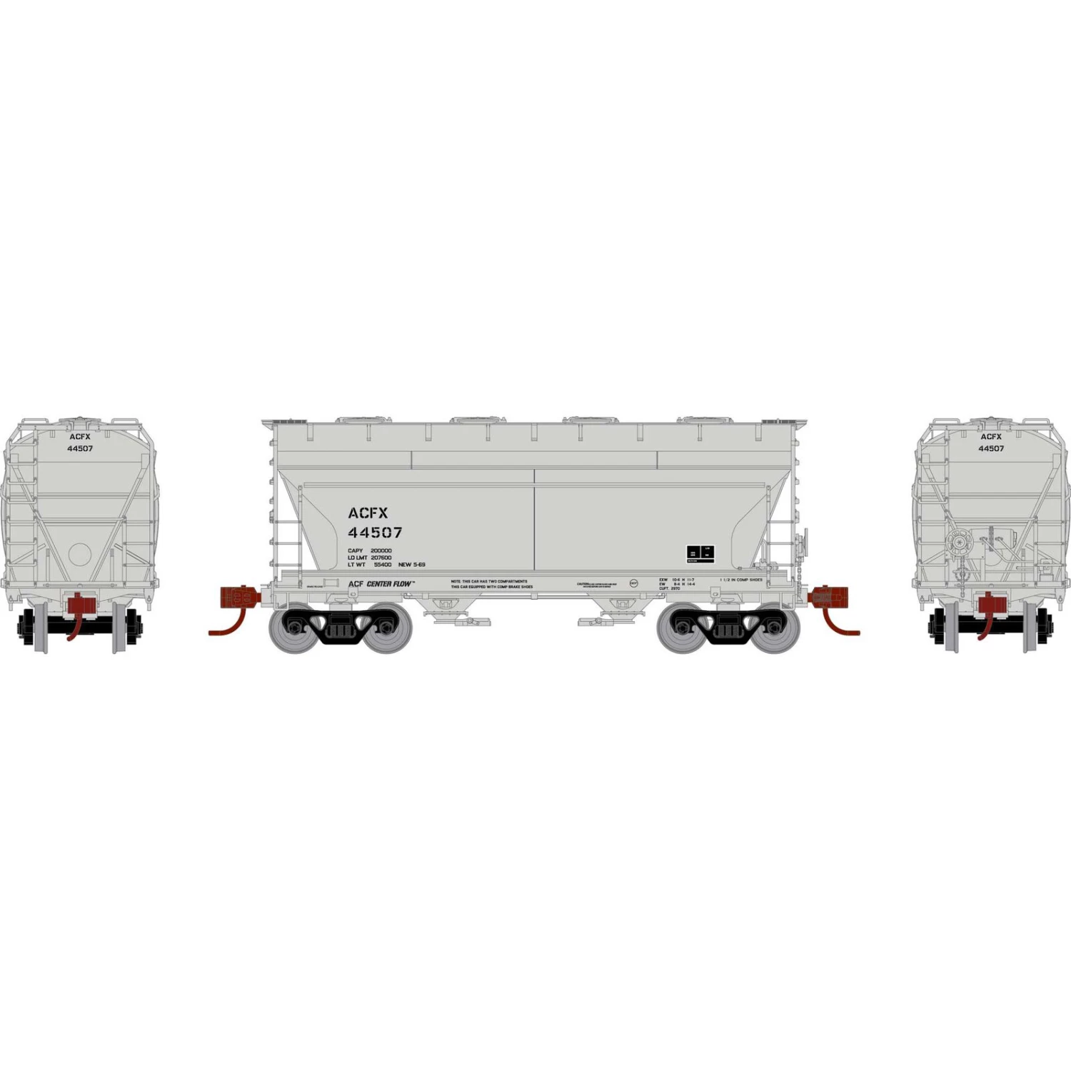 Athearn HO ACF 2970 Covered Hopper, ACFX #44507 3 Athearn HO ACF 2970 Covered Hopper, ACFX #44507