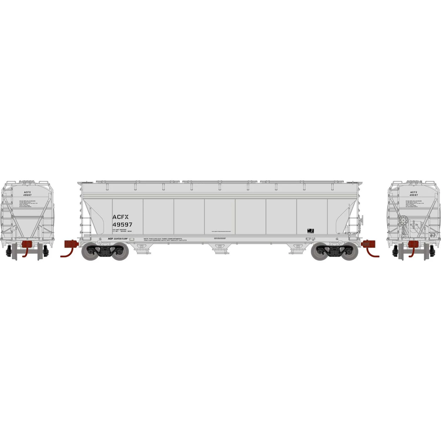 Athearn N ACF 4600 3-Bay CF Hopper, ACFX #49597 3 Athearn N ACF 4600 3-Bay CF Hopper, ACFX #49597