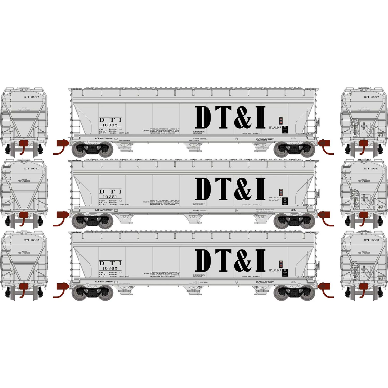 Athearn N ACF 4600 3-Bay CF Hopper, DT&I #1 (3) 3 Athearn N ACF 4600 3-Bay CF Hopper, DT&I #1 (3)