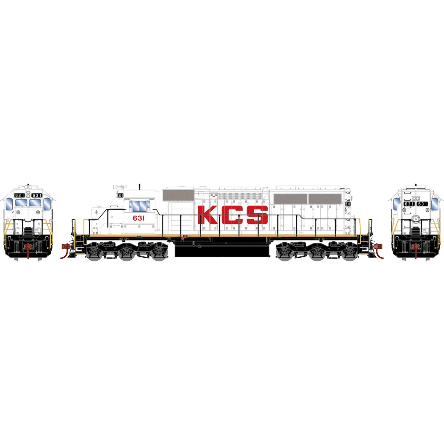 Athearn HO SD40 Locomotive with DCC & Sound, Kansas City Southern #631 3 Athearn HO SD40 Locomotive with DCC & Sound, Kansas City Southern #631