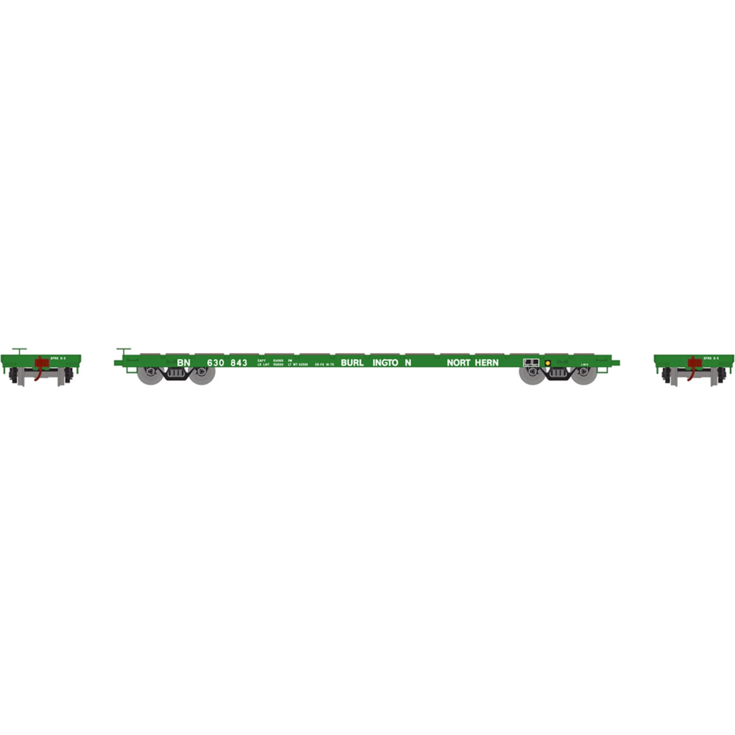 Athearn HO RTR 60' Flat, BN #630843 3 Athearn HO RTR 60' Flat, BN #630843