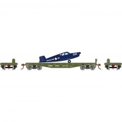 Athearn HO 40' Flat Car with Plane, DODX, Marines #7023