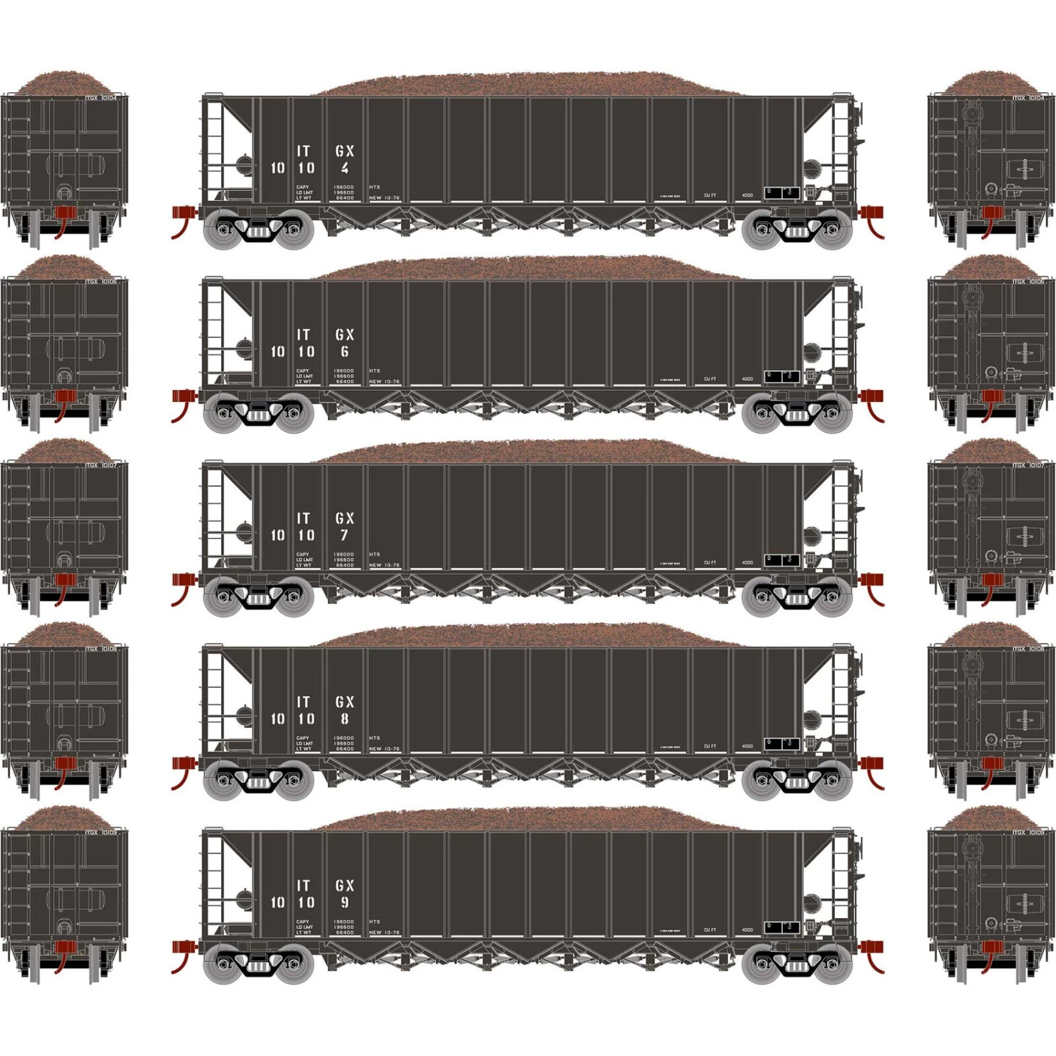 Athearn HO RTR 5-Bay Rapid Discharge Hopper ITGX Black (5) 3 Athearn HO RTR 5-Bay Rapid Discharge Hopper ITGX Black (5)