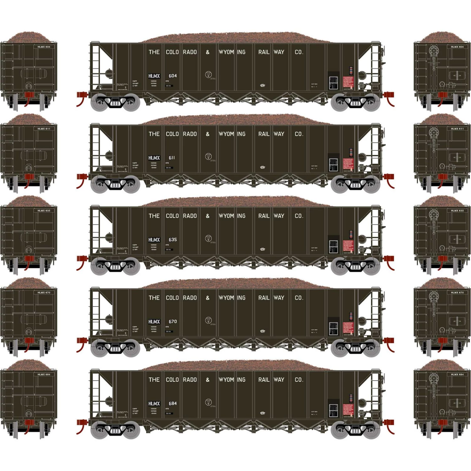 Athearn HO RTR 5-Bay Rapid Discharge Hopper HLMX #1 (5) 3 Athearn HO RTR 5-Bay Rapid Discharge Hopper HLMX #1 (5)
