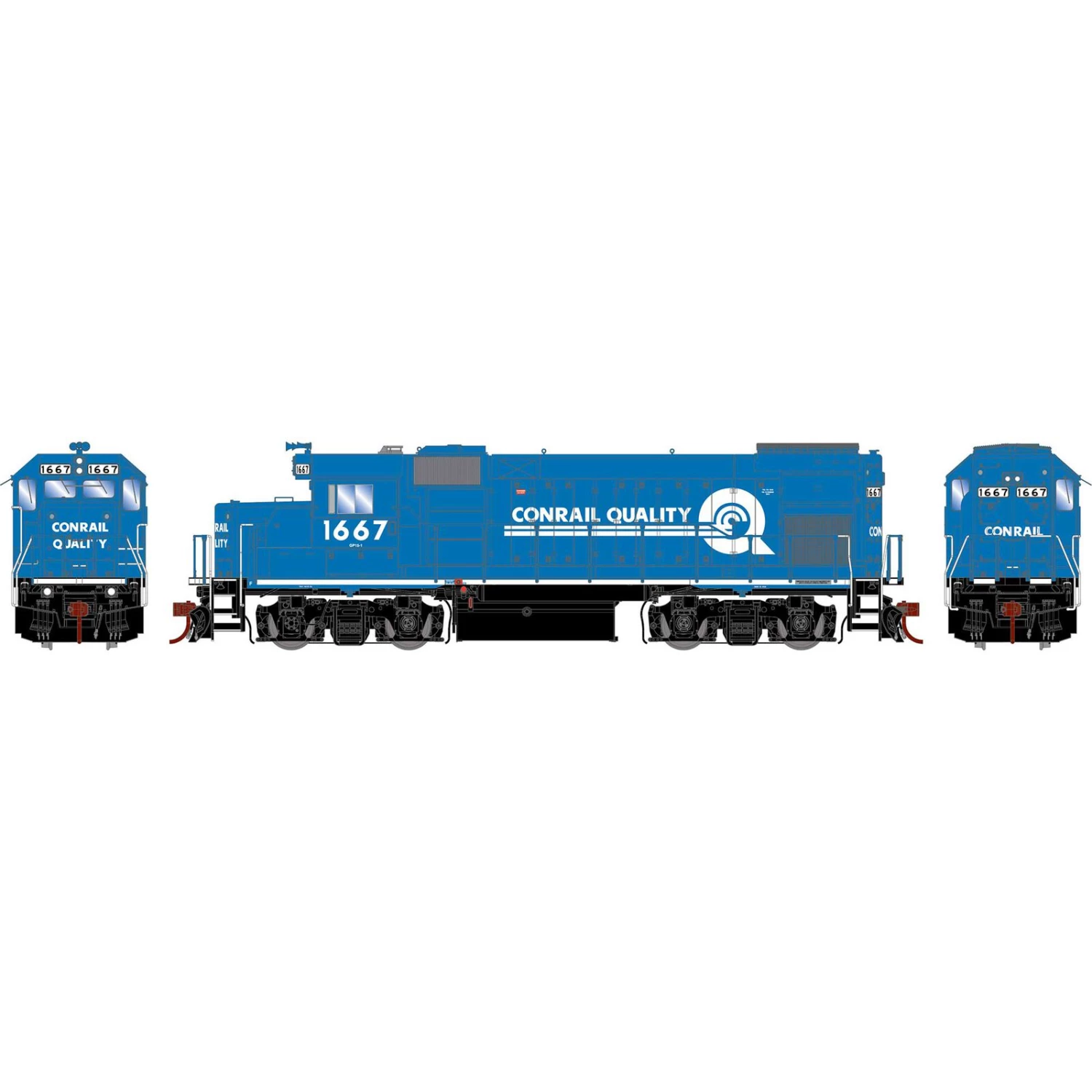 Athearn HO GP15-1 Locomotive with DCC & Sound, Conrail #1667 3 Athearn HO GP15-1 Locomotive with DCC & Sound, Conrail #1667
