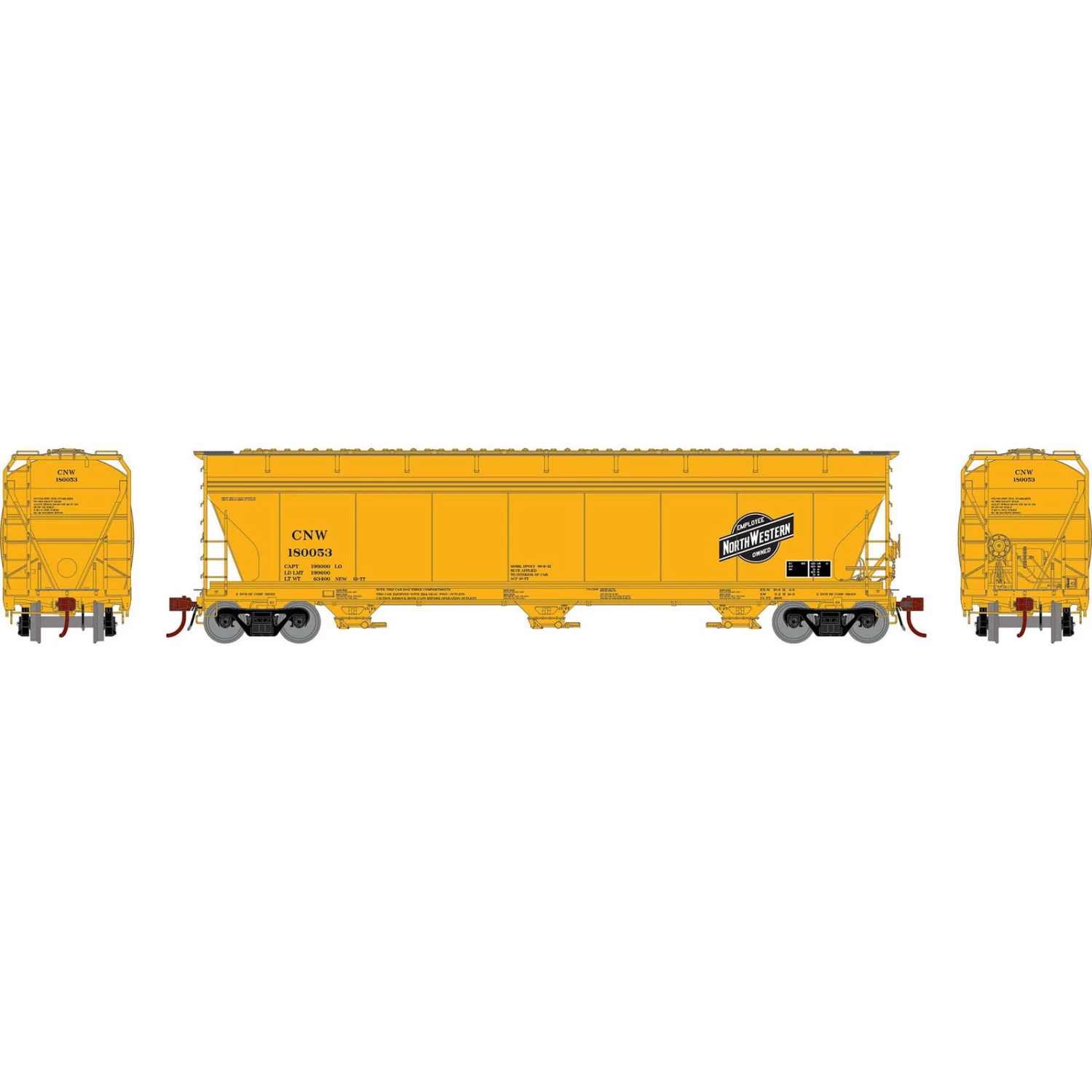 Athearn HO ACF 4600 3-Bay CF Hopper, C&NW #180053 3 Athearn HO ACF 4600 3-Bay CF Hopper, C&NW #180053